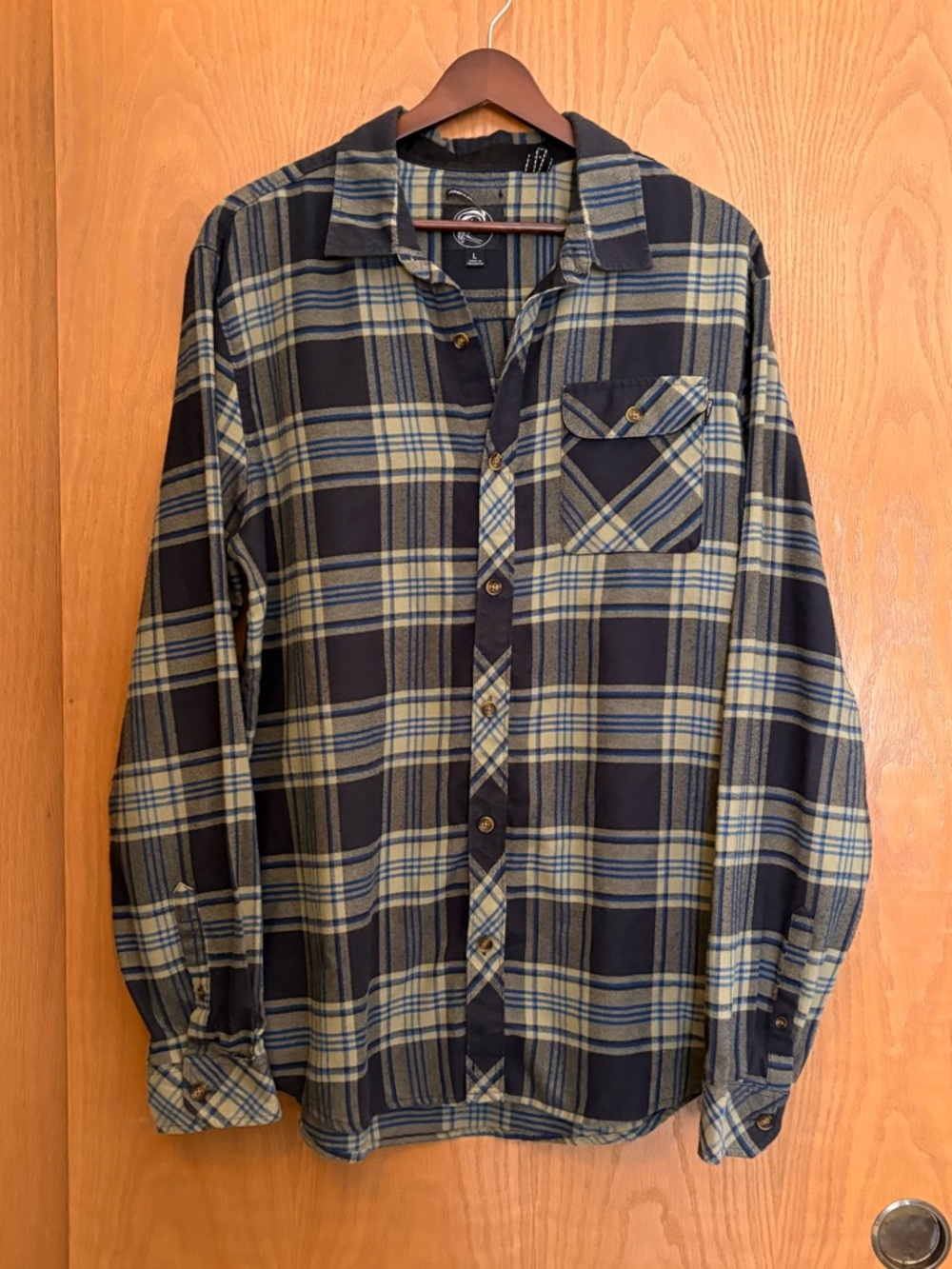 Men's O’Neill Olive/Tan & Navy Plaid Flannel Shirt-L